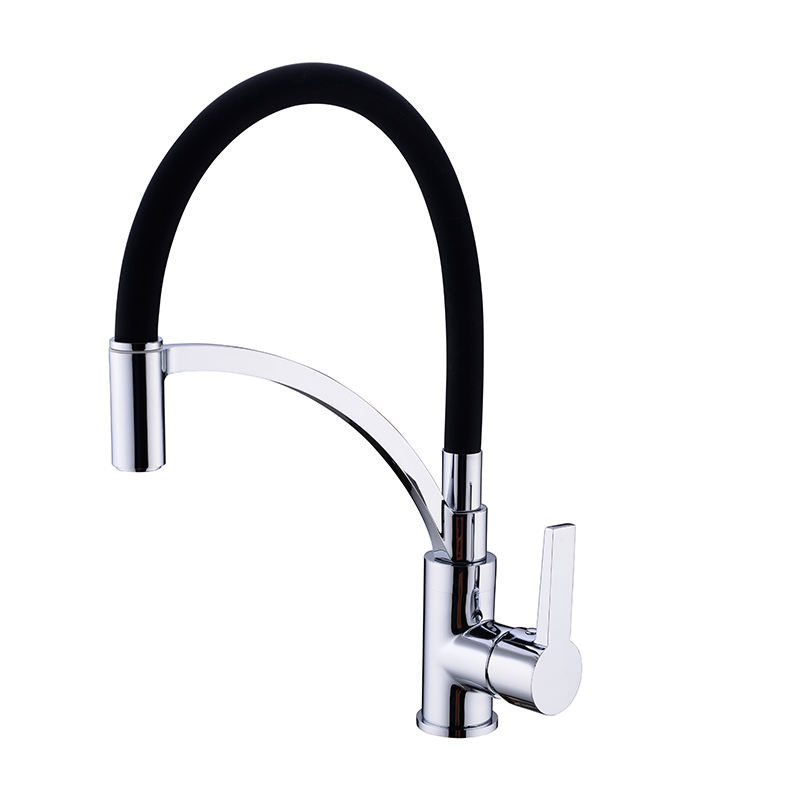 มือจับก้านโยก Chrome Kitchen Tap ท่อร้อนและเย็นยืดหยุ่นสีสันสดใส
