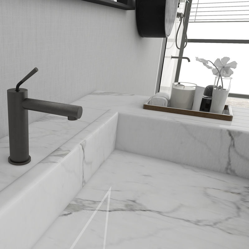 Minimalist SUS304 Faucet Faucets มือจับเดี่ยวสีดำด้าน SN Vessel Basin Mixer