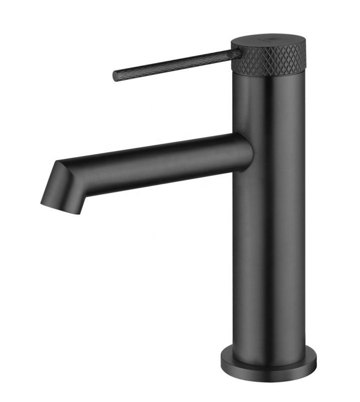 ก๊อกผสมอ่างล้างหน้าแบบหลุมเดี่ยวทองเหลืองทันสมัยใน Chrome Matte Black Gold Grey