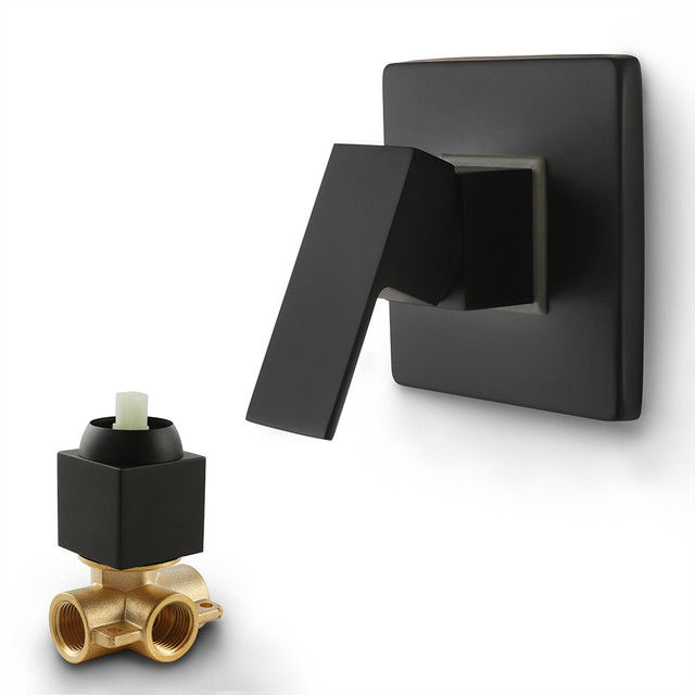 Chrome Matte Black Square Handle ความดันสมดุล 1/2 In Rough In Valve Trim Kit