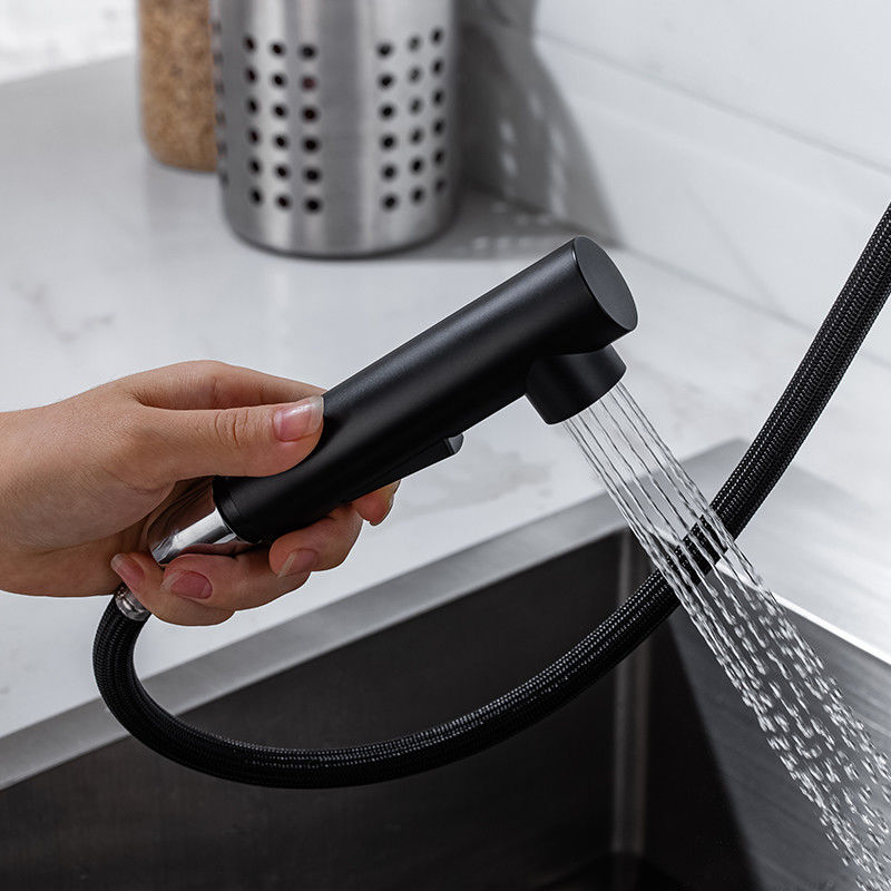 Villa Apartment Gold ก๊อกน้ำห้องครัวแบบดึงลงพร้อม Chrome Nickel Pull Down Sink Mixer