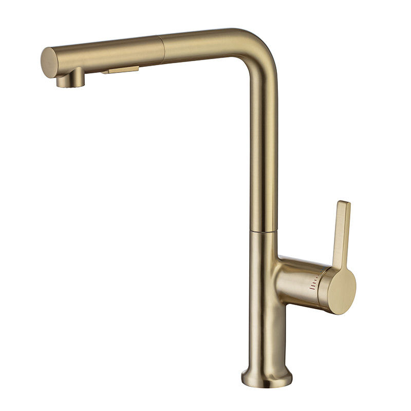 Villa Apartment Gold ก๊อกน้ำห้องครัวแบบดึงลงพร้อม Chrome Nickel Pull Down Sink Mixer